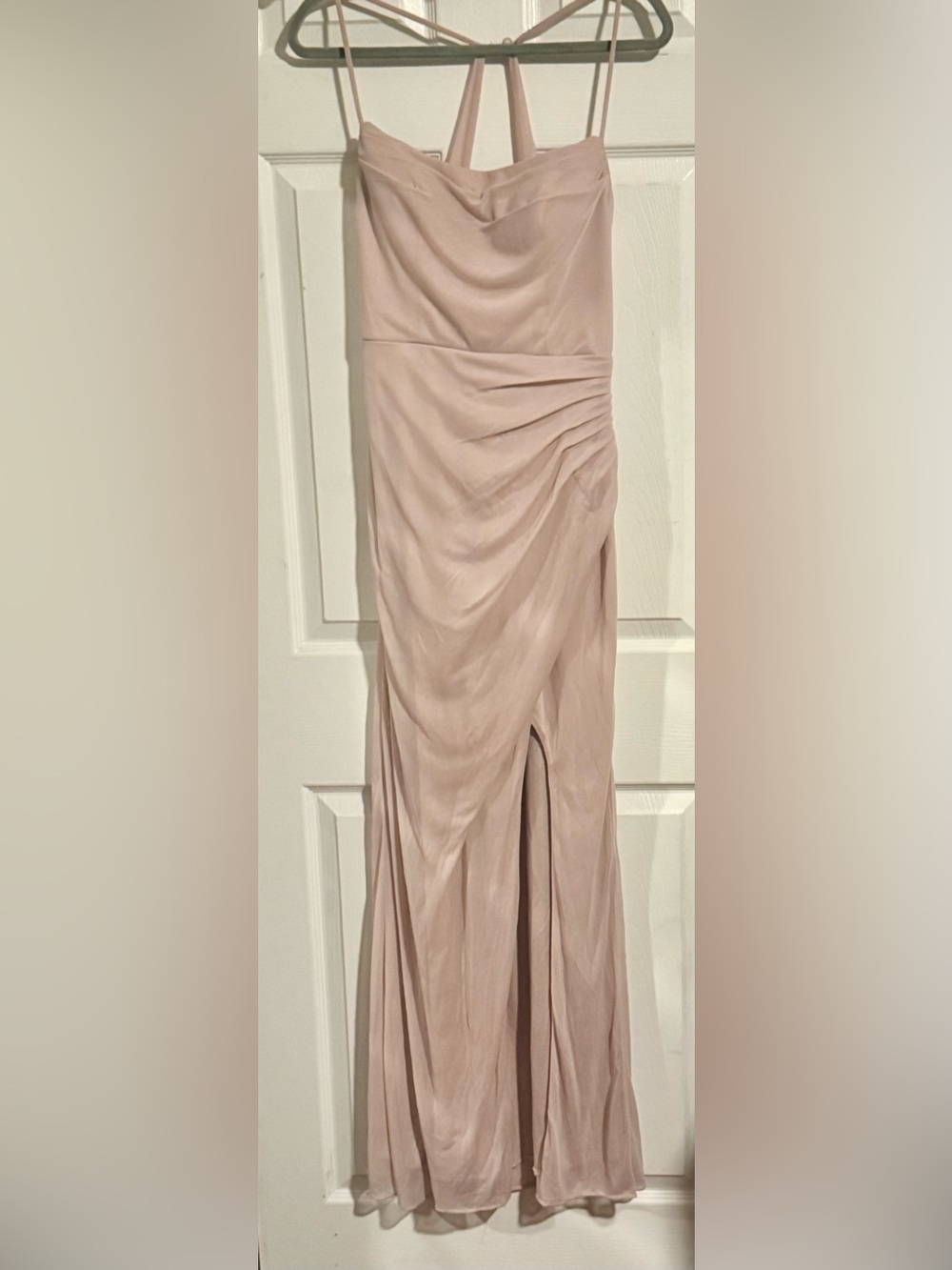 Azazie Blush Pink Draped Maxi Dress